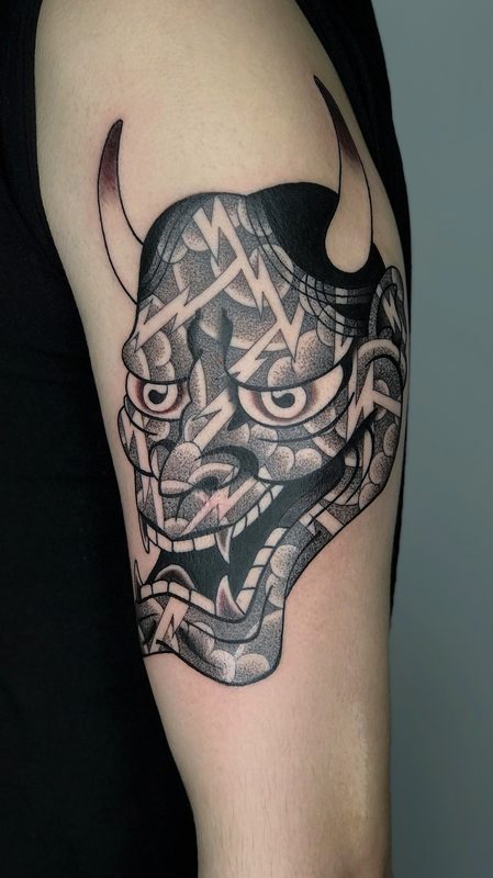 Japanese hannya mask tattoo