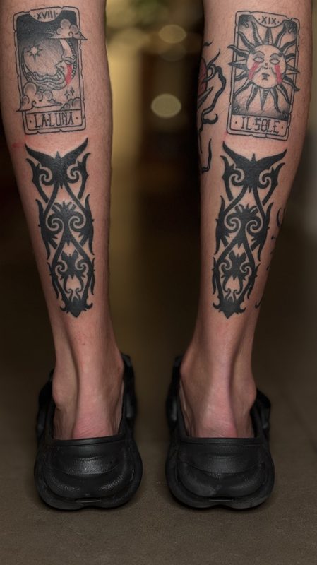 Tribal blackwork calf pieces